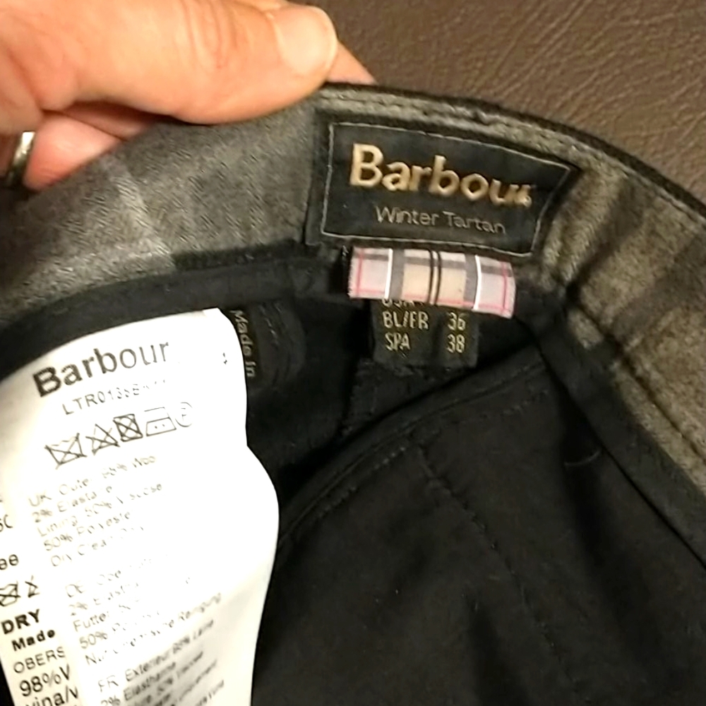 Barbour black  tartan wool blend trousers